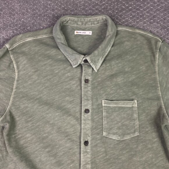Marine Layer Vintage Heavy Slub Button Down Shirt Men's Medium Faded Green - Picture 2 of 10